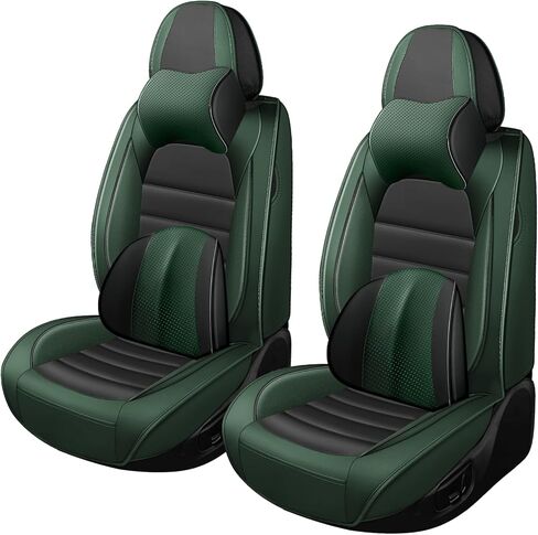 Full Set Car Seat Covers for Mazda CX-30 2020-2026, Waterproof Stain-Resistant Seat Cover, Premium Nappa Leather Seat Protectors with Storage Pockets(Standard 5 Seats/Black&Green) in Kuwait