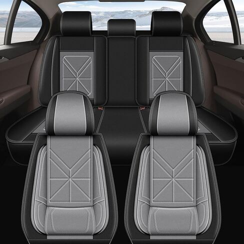 مجموعة كاملة من أغطية مقاعد Hyundai Santa Cruz 2022-2025 2026: غطاء مقعد تلقائي مقاوم للماء، إكسسوارات داخلية للسيارة، واقيات مقاعد من الجلد الصناعي سهلة التركيب (5 مقاعد، أسود) in Kuwait