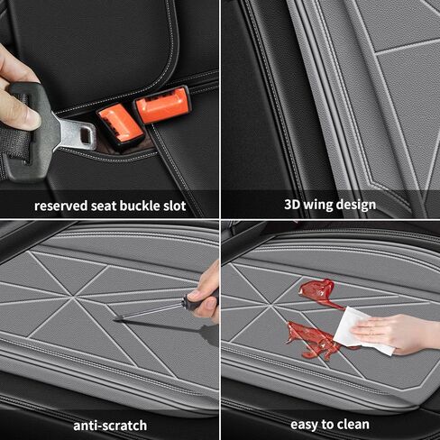مجموعة كاملة من أغطية مقاعد Hyundai Santa Cruz 2022-2025 2026: غطاء مقعد تلقائي مقاوم للماء، إكسسوارات داخلية للسيارة، واقيات مقاعد من الجلد الصناعي سهلة التركيب (5 مقاعد، أسود) in Kuwait