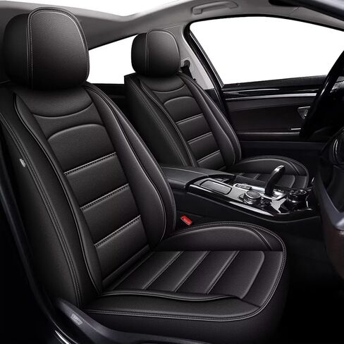 مجموعة كاملة من أغطية مقاعد Hyundai Santa Cruz 2022-2025 2026: غطاء مقعد تلقائي مقاوم للماء، إكسسوارات داخلية للسيارة، واقيات مقاعد من الجلد الصناعي سهلة التركيب (5 مقاعد، أسود) in Kuwait
