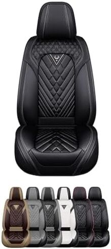 أغطية مقاعد السيارة مناسبة لسيارة Infiniti G37 2008-2013، غطاء مقعد مريح غير قابل للانزلاق متوافق مع وسادة هوائية، أغطية مقاعد جلدية مقاومة للماء (قياسية 5 مقاعد، أسود أبيض) in Kuwait
