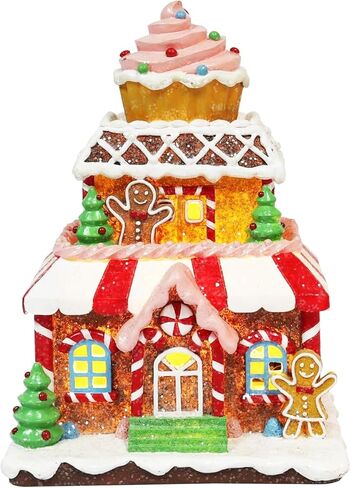 MOMENTS IN TIME 10" H Polyresin LED & Musical Gingerbread Bakery Shop Battery (not Included) in Kuwait