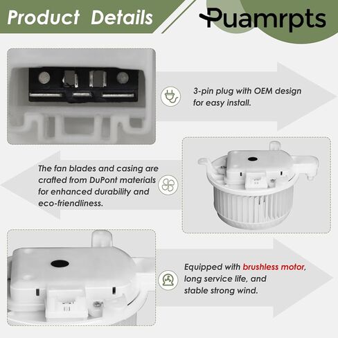AC Heater Blower Motor - Compatible with Toyota & Lexus Vehicles - Mirai 2016-2020, CT200h 2011-2017, HS250h 2010-2012 - Motor Fan# 8710375020, Brushless in Saudi Arabia