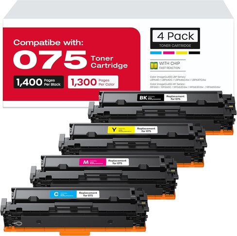 Compatible 075 Toner Cartridge Combo Pack Replacement for Canon 075 075H Toner Cartridges Works with Canon Color imageCLASS LBP646Cdw LBP647Cdw MF662Cdw MF663Cdw MF665Cdw LBP640 MF660 Printers(4 Pack) in Kuwait