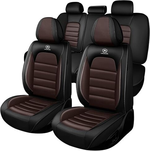 Full Set for Ford Edge Seat Covers 2007-2026, Waterproof Nappa Leather Car Seat Protector, Anti-Slip & Comfortable Car seat Cover (Luxury 5 Seats Black & Red) in Kuwait