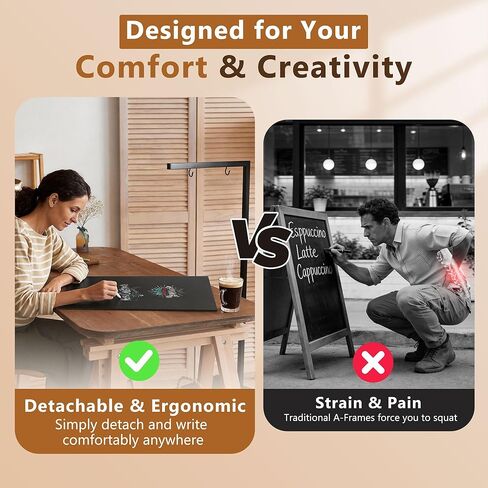 ORIENGEAR Chalkboard Signs with Stand, 43" x 19" Double-Sided Chalk Board, Chalk Board Sign Board with Accessories, Hanging Menu Board, Sandwich Board Signs Outdoor for Restaurant, Cafe, Wedding in Kuwait