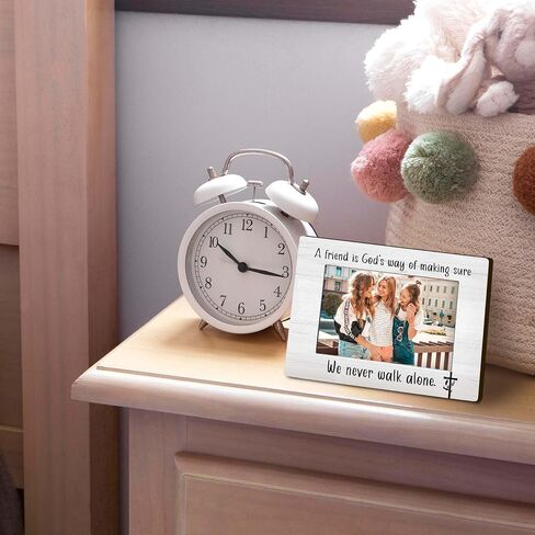 Friends 4x6 Picture Frame, Friendship Appreciation Photo Frame, Religious Gift for Best Friend, A Friend Is God’s Way of Making Sure We Never Walk Alone Photo Frames for Desk Shelf Decor in Saudi Arabia