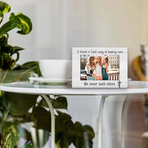 Friends 4x6 Picture Frame, Friendship Appreciation Photo Frame, Religious Gift for Best Friend, A Friend Is God’s Way of Making Sure We Never Walk Alone Photo Frames for Desk Shelf Decor in Saudi Arabia