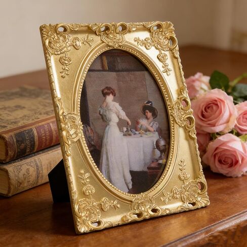 إطارات صور كلاسيكية عتيقة، إطارات صور من الخشب الصلب ذات طراز عتيق، مجموعة إطارات صور عتيقة مكونة من 4 مقاس 4 × 6 و5 × 7 على الحائط وسطح الطاولة لديكور المنزل in Kuwait
