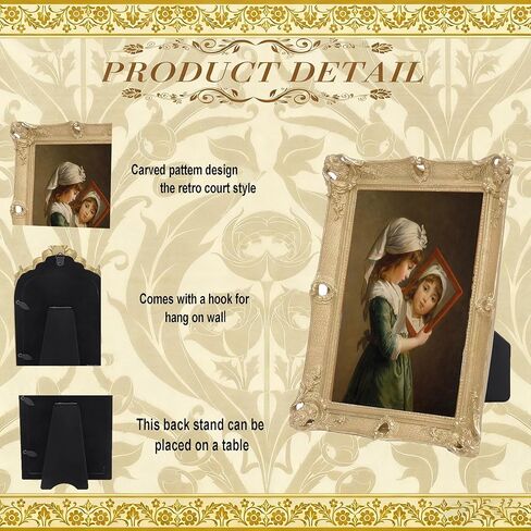 إطارات صور كلاسيكية عتيقة، إطارات صور من الخشب الصلب ذات طراز عتيق، مجموعة إطارات صور عتيقة مكونة من 4 مقاس 4 × 6 و5 × 7 على الحائط وسطح الطاولة لديكور المنزل in Kuwait