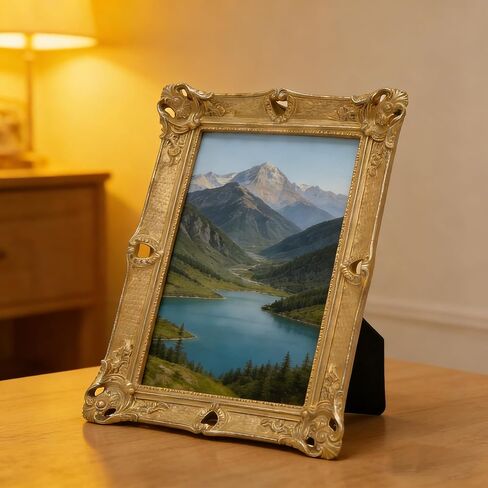 إطارات صور كلاسيكية عتيقة، إطارات صور من الخشب الصلب ذات طراز عتيق، مجموعة إطارات صور عتيقة مكونة من 4 مقاس 4 × 6 و5 × 7 على الحائط وسطح الطاولة لديكور المنزل in Kuwait