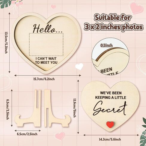 CJiangpo Grandparent Reveal Keepsake - Pregnancy Announcement for Grandparents, Baby Announcement Sign, Ultrasound Wooden Heart Picture Frame Grandmothers Grandfathers Grandma Grandpa First Time Gifts in Kuwait