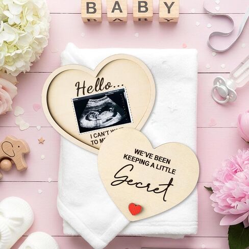 CJiangpo Grandparent Reveal Keepsake - Pregnancy Announcement for Grandparents, Baby Announcement Sign, Ultrasound Wooden Heart Picture Frame Grandmothers Grandfathers Grandma Grandpa First Time Gifts in Kuwait