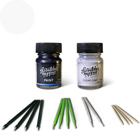 طقم طلاء ScratchesHappen Exact-Match Touch Up - Bianco Innocenza/Monte Bianco (544) لفيسبا - أساسي (طلاء + طبقة شفافة) in Kuwait