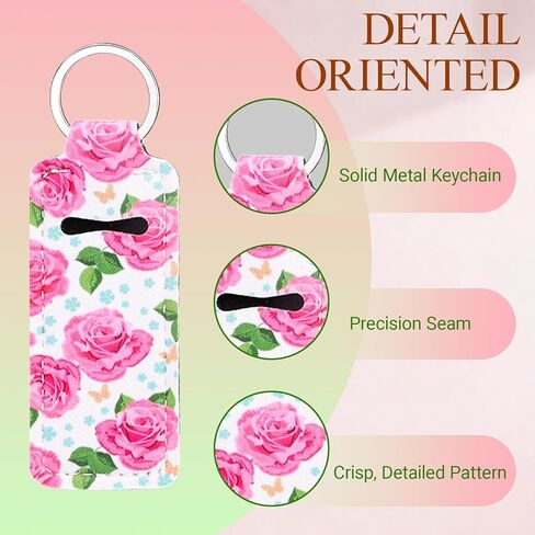 5Pcs Floral Lip Balm Holder Keychain, Cute Cottagecore Spring Fresh Lip Gloss Sleeve Pouch for Women, Bulk Assorted Lipstick Holder Keychain Backpack Purse Accessories (5 Floral Designs) in Kuwait