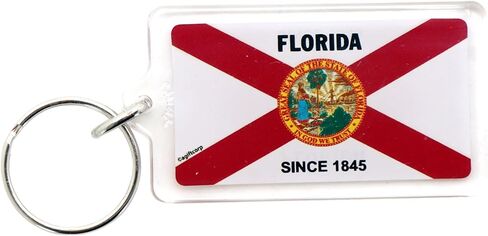 World By Shotglass Florida Flag Acrylic Rectangular Souvenir Keychain 2.25" X 1.25" in Saudi Arabia