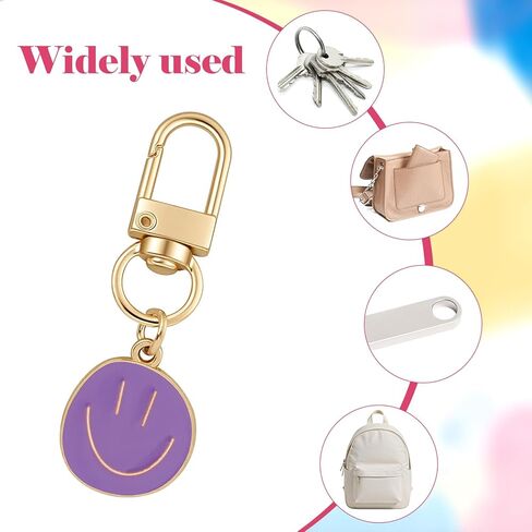 35 Pcs 7 Colors Smile Face Keychain Enamel Expression Key Chain Flat Round Pendant Charms for Purse Handbag Charm Accessories Perfect for Birthday and Festival Gift in Kuwait