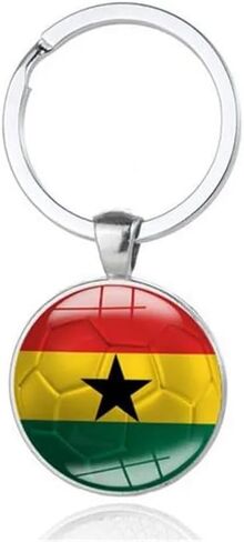 Art Attack Ghana Flag Soccer Keychain, Black Stars National Football Team Accessories History Party Favor Fan Car Key Chain Ring Pendant Charm (Silver) in Saudi Arabia