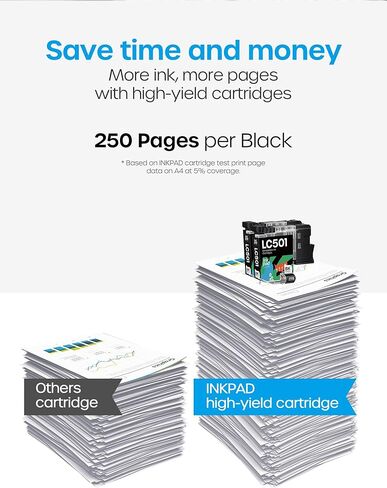 Compatible with LC501 Ink Cartridges for Brother Printer LC 501 Ink Cartridges Replacement for MFC-J1360DW, MFC-J1410DW, MFC-J1260DW Series Printer 2-Pack Black in Kuwait