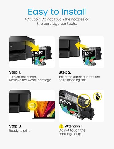 Compatible with LC501 Ink Cartridges for Brother Printer LC 501 Ink Cartridges Replacement for MFC-J1360DW, MFC-J1410DW, MFC-J1260DW Series Printer 2-Pack Black in Kuwait