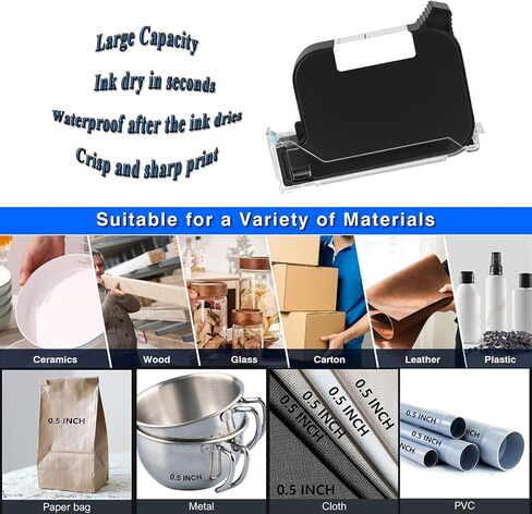 خرطوشة حبر أصلية لطابعة نفث الحبر المحمولة 1580P1، حبر بديل سريع الجفاف 42 مل، خرطوشة حبر نفث الحبر الأسود للطابعة المحمولة، خرطوشة ترميز نفث الحبر لمواد مختلفة in Kuwait