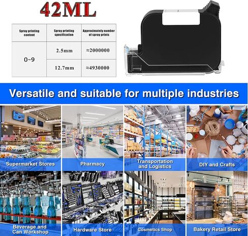 خرطوشة حبر أصلية لطابعة نفث الحبر المحمولة 1580P1، حبر بديل سريع الجفاف 42 مل، خرطوشة حبر نفث الحبر الأسود للطابعة المحمولة، خرطوشة ترميز نفث الحبر لمواد مختلفة in Kuwait