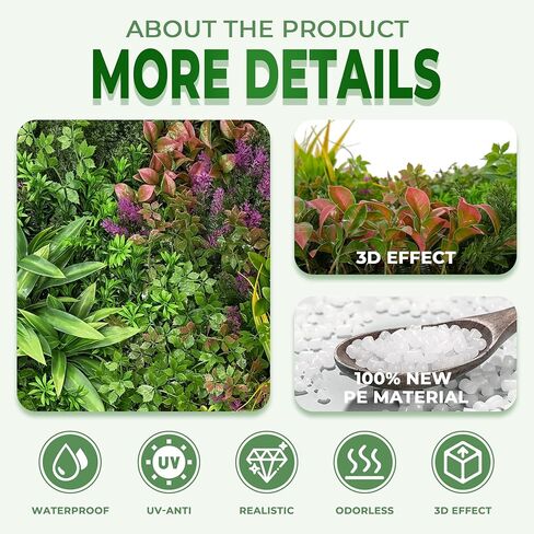 Artificial Grass Wall Panels: 20''x20''(12PCS) Boxwood Hedge Panels, UV-Anti Privacy Fence Screen, Fake Greenery Backdrop for Indoor Outdoor Garden, Party, Wedding Decor in Saudi Arabia