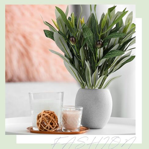 15.7" Faux Olive Branches for Vases, 10 Sticks Fake Olive Leaves Stems Artificial Plants Olives Tree Branches Indoor Greenery, Faux Greenery Stems for Vase Centerpieces Tabletop Home Office Wedding in Saudi Arabia