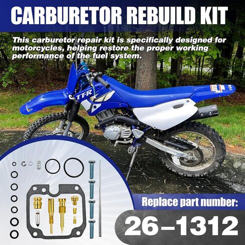 26-1312 Carburetor Rebuild Kit – Fits Yamaha TTR125 Series: TTR125 (2000-2003), TTR125E (2003-2005, Drum Brake), TTR125L (2000-2005, Disc Brake) – Carburetor Repair Set in Kuwait