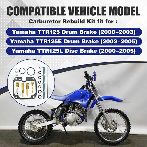 26-1312 Carburetor Rebuild Kit – Fits Yamaha TTR125 Series: TTR125 (2000-2003), TTR125E (2003-2005, Drum Brake), TTR125L (2000-2005, Disc Brake) – Carburetor Repair Set in Kuwait
