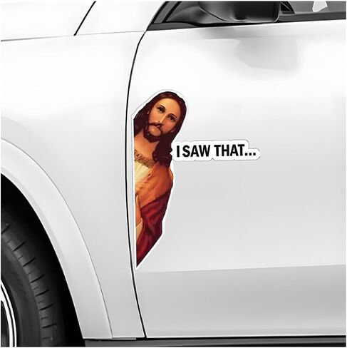 I Saw That Jesus Funny Car Sticker, 6" Jesus I Saw That Meme Reflective Bumper Vinyl Decal, Waterproof Jesus I Saw That Christian Decal for Auto Tailgate Window Motorcycle (01) in Kuwait