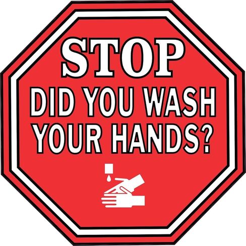 StickerTalk Symbol Stop Did You Wash Your Hands Vinyl Sticker, 5 inches by 5 inches in Kuwait