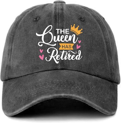 Retirement Distressed Washed Black Baseball Caps The Queen Has Retired Printed Baseball Hats Classic Cotton Adjustable Baseball Hats for Women Great Retired Gifts for Mom Friend Boss Lady in Kuwait