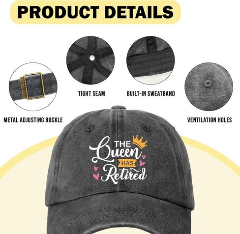 Retirement Distressed Washed Black Baseball Caps The Queen Has Retired Printed Baseball Hats Classic Cotton Adjustable Baseball Hats for Women Great Retired Gifts for Mom Friend Boss Lady in Kuwait