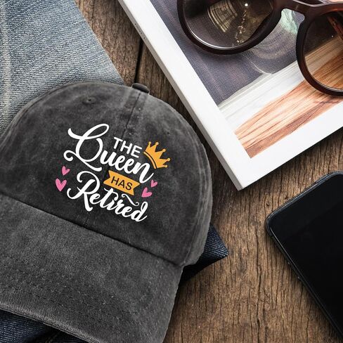 Retirement Distressed Washed Black Baseball Caps The Queen Has Retired Printed Baseball Hats Classic Cotton Adjustable Baseball Hats for Women Great Retired Gifts for Mom Friend Boss Lady in Kuwait