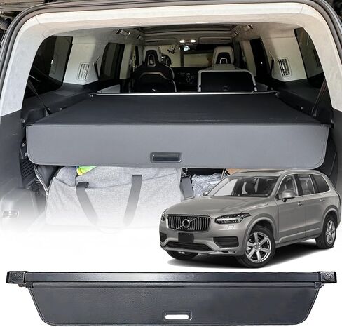 غطاء الحمولة لملحقات فولفو XC90 2025 2024 2023 2022-2016، غطاء صندوق السيارة قابل للسحب من الجلد منظم حماية الأمان غطاء تونيو لملحقات فولفو XC90 in Kuwait