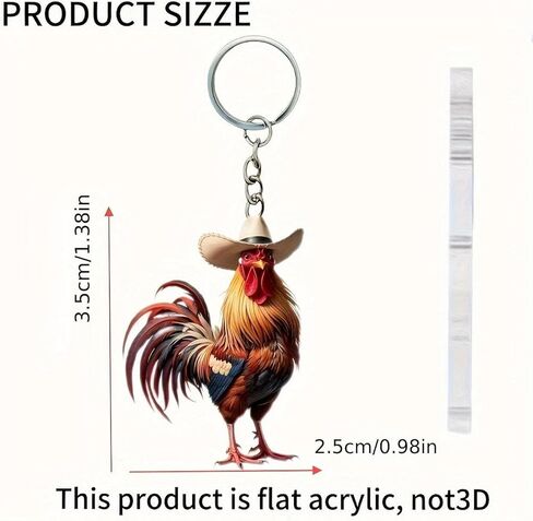 Western Cute Chicken Keychain Cowgirl Acrylic Keychains 2D Hen Keyring Bag Car Accessories Charms for Women in Kuwait