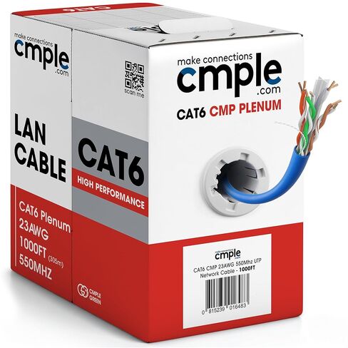 CMPLE - الكبل الكامل للقطط 6 ميثيرت 1000 قدم ، كابل CAT6 (CMP) 550 ميجا هرتز زوج ملتوية غير محجوز (UTP) 10 جيجابت كابل الشبكة الصلبة ، كابل الإيثرنت الأكبر - الأزرق in Kuwait