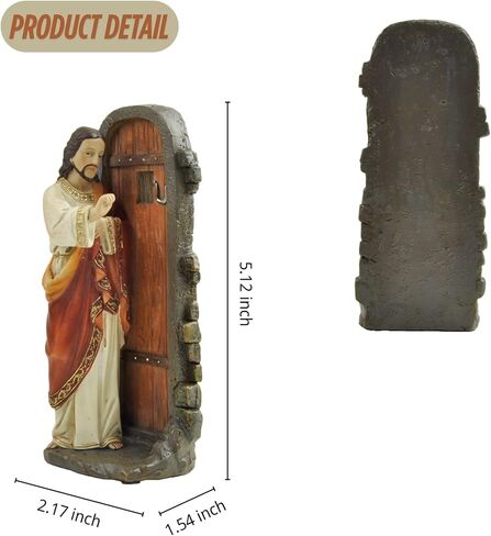 تمثال يسوع يطرق الباب - تمثال راتنج مقاس 5.12 بوصة مستوحى من رؤيا 3:20، ديكور منزلي ديني مسيحي لغرفة الصلاة، أو المذبح، أو هدية قائمة على الإيمان in Kuwait