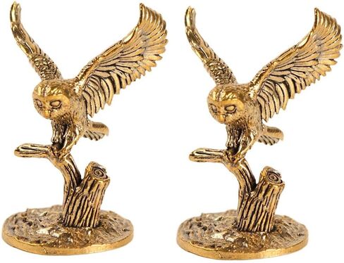 2pc Vintage Brass Owl Figurine - Movie Themed Decorative Statue for Living Room & Home Office in Kuwait