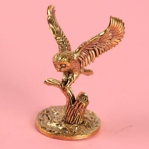 2pc Vintage Brass Owl Figurine - Movie Themed Decorative Statue for Living Room & Home Office in Kuwait