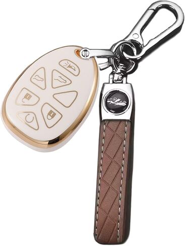 Key Fob لـ Tahoe Suburban Yukon: غطاء مفتاح Fob ذو 6 أزرار مناسب لـ 2007 إلى 2014 Chevy Tahoe Surburban GMC Yukon Yukon XL Yukon Denali استبدال غطاء حافظة التحكم عن بعد | الأبيض مفتاح فوب شل مع سلسلة المفاتيح in Kuwait