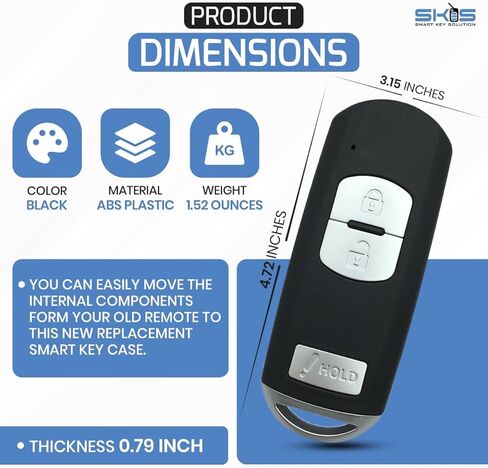 Key Fob Shell Case Replacement Fits for Mazda 3 5 CX3 CX5 CX7 CX9 2012-2020 Keyless Entry Remote Control 3 Button Pad Key Cover in Kuwait