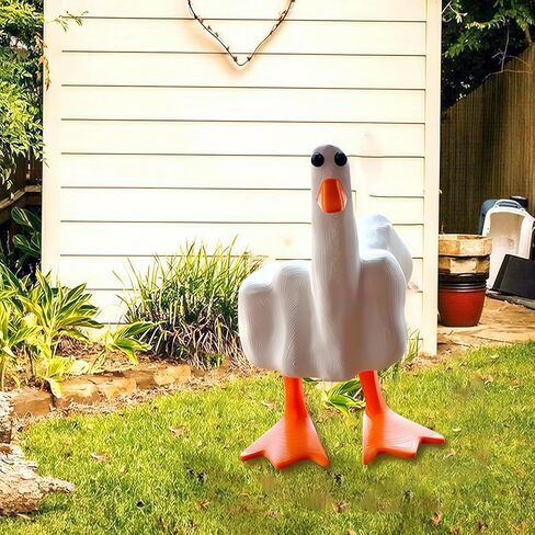 YWHWXB Funny Middle Finger Resin Garden Statue,Weird Middle Duck Statue Home Decor,Cute Duck Craft Decoration Sculpture for Home,Patio,Lawn,Yard,Office,Outdoor Decorations,Ideal Garden Gifts in Kuwait