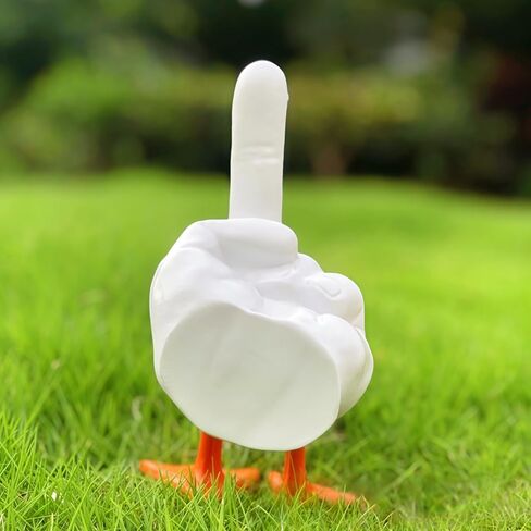 YWHWXB Funny Middle Finger Resin Garden Statue,Weird Middle Duck Statue Home Decor,Cute Duck Craft Decoration Sculpture for Home,Patio,Lawn,Yard,Office,Outdoor Decorations,Ideal Garden Gifts in Kuwait