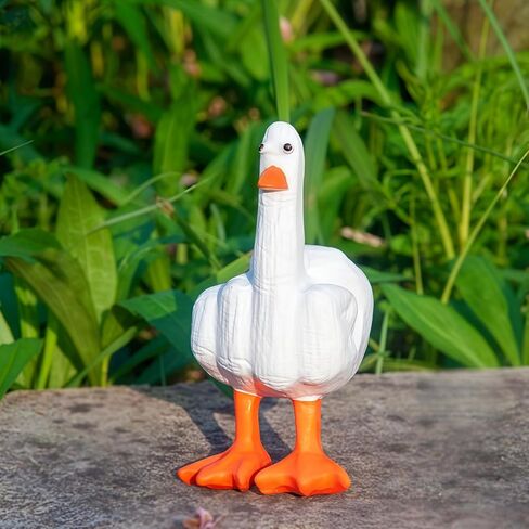 YWHWXB Funny Middle Finger Resin Garden Statue,Weird Middle Duck Statue Home Decor,Cute Duck Craft Decoration Sculpture for Home,Patio,Lawn,Yard,Office,Outdoor Decorations,Ideal Garden Gifts in Kuwait