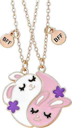 قلادة مطابقة لأفضل الأصدقاء لشخصين، قلادة أرنب أرنب BFF مجوهرات هدية عيد ميلاد الصداقة in Kuwait