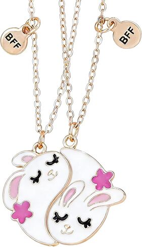Best Friends Matching Necklace for 2, Bunny Rabbit Pendant BFF Jewelry Friendship Birthday Gift in Saudi Arabia