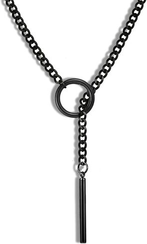 Black Gothic Necklace for Women Moon Stainless Steel Slip Chain Long Choker Chunky Goth Y Punk Necklace Jewelry Gift in Kuwait