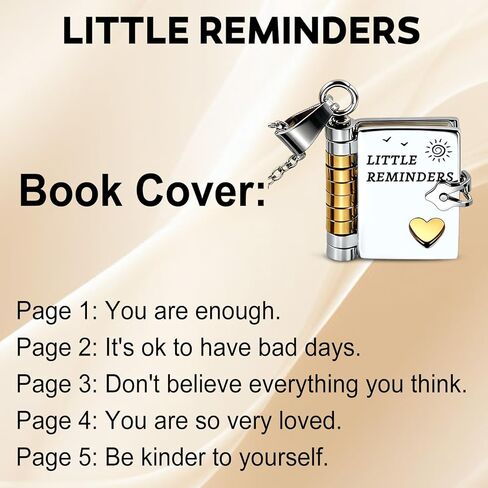 Little Reminders Book Necklace Gifts, Easter Gifts for Adult, Inspirational Book Necklace for Women, Birthday Gift for Women, Adjustable Books with 6 Pages Engraved in Saudi Arabia
